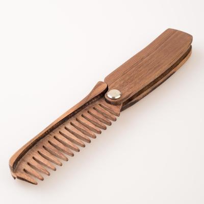 China Home Eco-Friendly Wooden Bamboo Wood Comb Custom Logo Natural Folding Hair Brush For Use And Men Easy Carry Comb Factory for sale