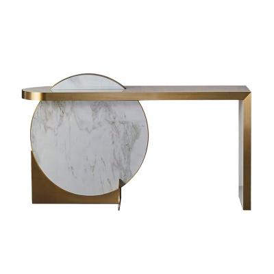 China Modern Living Room Furniture Sets Luxury Metal Console Table With Stools Modern Mirrored Hallway Table For Sale for sale