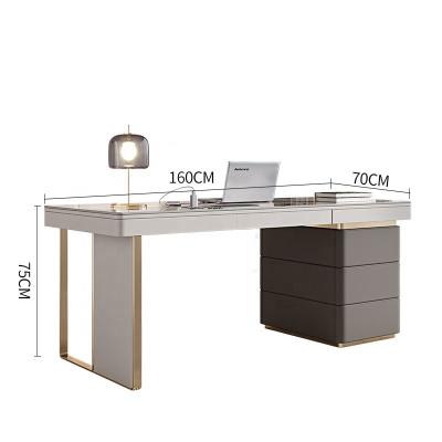 China Nordic Stainless Steel Art Sintered Stone Top Contemporary Functional Modern Computer Table Office Furniture Office Home Department Table for sale