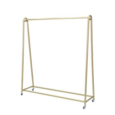 China (Other) Clothing Store Display Rack Gantry Hanger Island Shelf Adjustable Floor Type Water Pipe Removable With Sliding Wheel Hanging Rod for sale