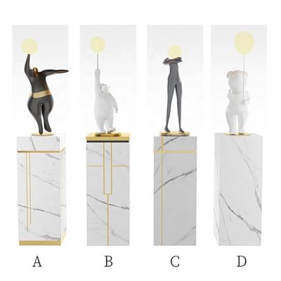 China Modern Light Luxury Marble Base Room Decorations Hotel Table Floor Artificial Marble Pedestal Sculpture Show Table Sample for sale