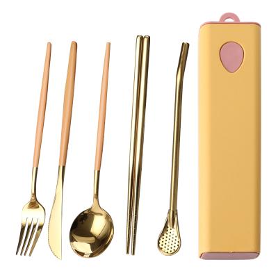 China Sustainable 18/10 Stainless Steel Cutlery Flatware Set Portable Camping Travel Cutlery Set for sale