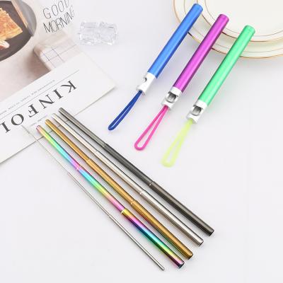 China Custom Viable Stainless Steel Straw Portable Storage Beverage Metal Logo Folding Straw Wine Open Straw for sale