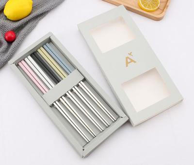 China Disposable China Manufacture 304 Stainless Steel Metal Chopsticks With Custom Logo Boxed Gift Set for sale