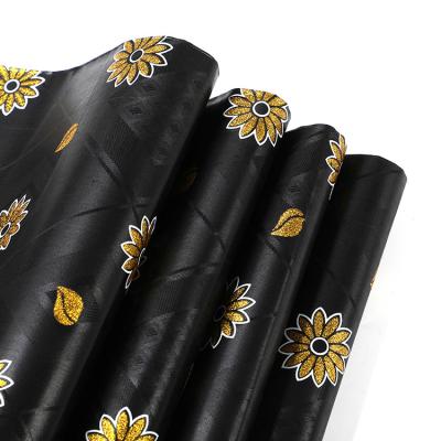 China Unique and luxurious designs best quality 100 cotton breathable Africa brocade black damask shadda bazin fabric for sale