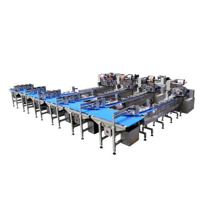 China Automatic Food Factory Food Diary Use 1 Products For 4 And Intelligent Feeding Packing Line for sale