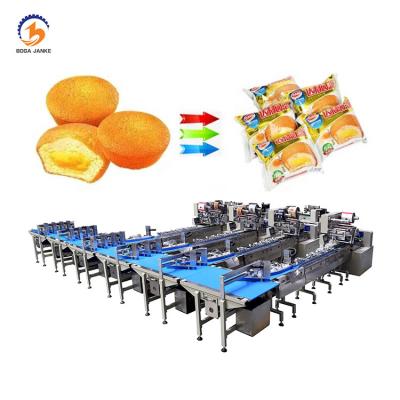 China Full Automatic Food Machinery Food Cake Wrapper, High Efficient Cake Wrapping Line Machinery For Food Factory for sale