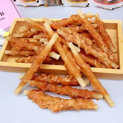 China Sustainable Rawhide Stick With Chicken Wrap Dog Food Dog Chews Bully Sticks Treats Training Snacks for sale