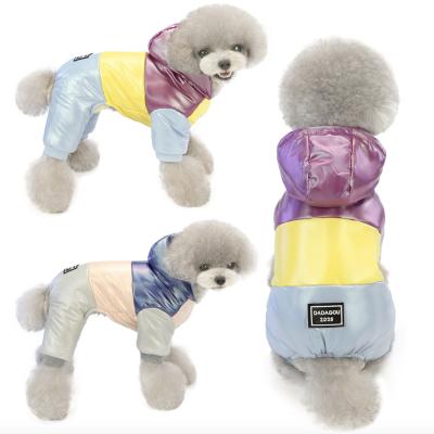 China Custom Made Luxury Winter Thick Warm Rainbow Four Legs Dog Coats Viable For Hood for sale