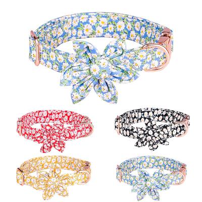 China Multicolor Padded Daisy Dog Collar Personalized Engraved Dog Collar with All Metal Buckle for sale