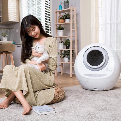 China Enclosed Furniture Sustainable Electric Hidden Plastic Pet Fully Enclosed Large Space Self Cleaning Smart Cat Litter Box Automatic Toilet for sale