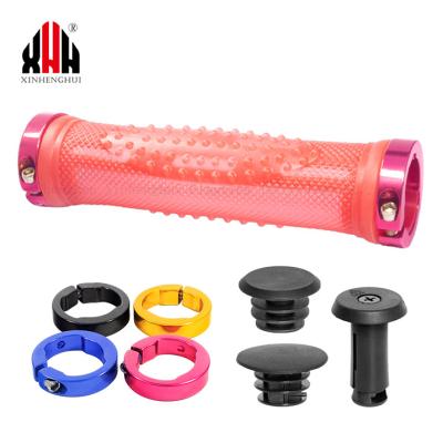 China Mountain Bikes Factory Outlet Custom Bike Accessories Anti-Skid Rubber Translucent Bicycle Grips Aluminum Alloy Colored Locked For City Bike for sale