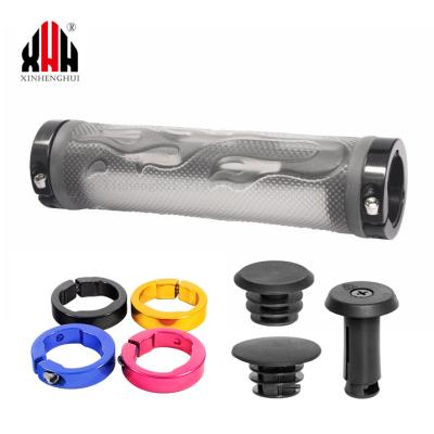 China High Quality Custom Made Mountain Bikes Bicycle Accessories Anti-Slip Rubber Bicycle Grips Lock On With Aluminum Alloy For Mountain Bike for sale