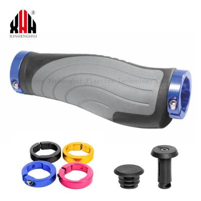 China Mountain Bikes Factory Outlet Bicycle Ergonomic Rubber Non-slip Handlebar Grips Lock On With Color Aluminum Alloy Ring For Mtb Mountain Bike for sale