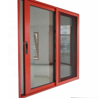 China Screen break double or triple pane tempered glass folding thermal aluminum sliding windows with flyscreen for sale