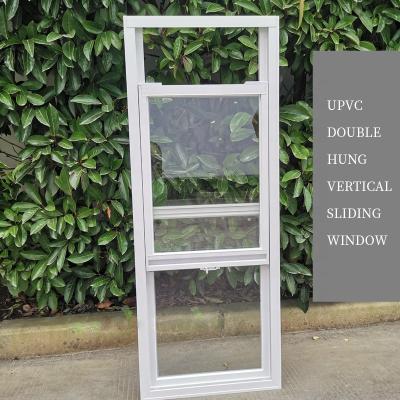 China American Style Folding Hung Clear Glass Upvc Vertical Single Sliding Screen Windows for sale