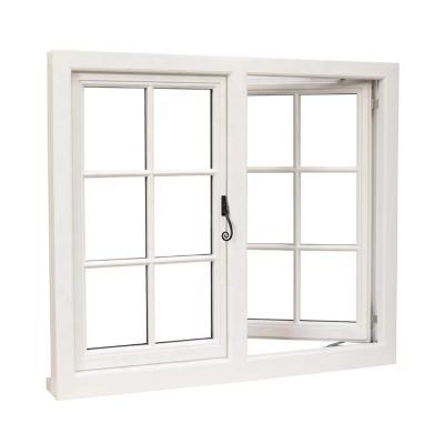 China Magnetic Screen American Thermal Break UPVC Casement Windows With Grille Design for sale