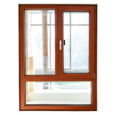 China Good Quality Magnetic Screen Double Coating Tile Tempered Glass Aluminum Wood Casement Tilt And Turn Windows For Home for sale