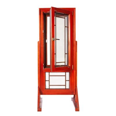 China Wooden double glazed tempered glass swing aluminum tilt and turn window for viall for sale