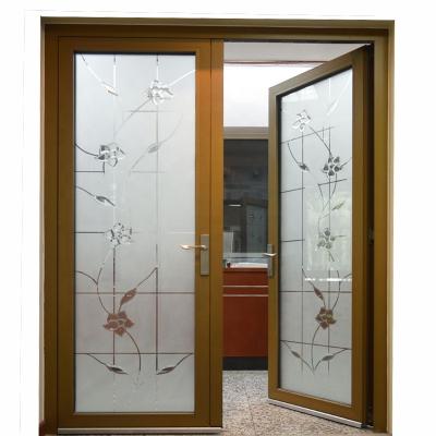 China Clear or frosted cheap aluminum alloy french swing tempered glass door for office entrance for sale