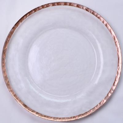 China Wholesale Tableware Stocked 13 Inch Round Charger Dishes Rose Gold For Wedding Decoration Party for sale