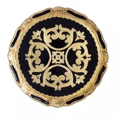 China Wholesale High Quality Southwestern Decoration Plywood Dining Plates Charger Plates Black Dishes To Wedding Gold for sale