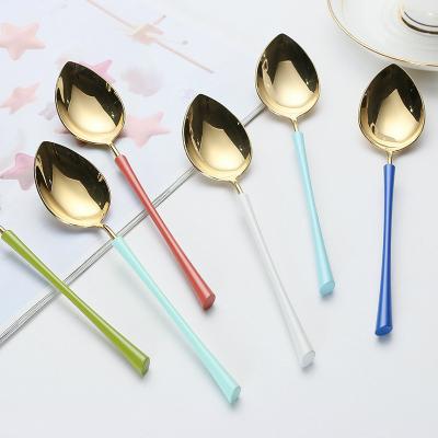 China Stocked spoon fork more than 20 colors set stainless steel cutlery for dining, 2021 luxury flatware stainless spoon wholesale for sale