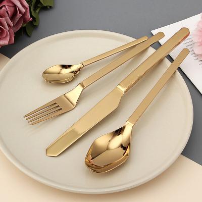 China Sustainable 4 Pcs Gold Set Stainless Steel Cutlery For Wedding And Party Rentals , Dinnerware Collection Modern Flatware for sale