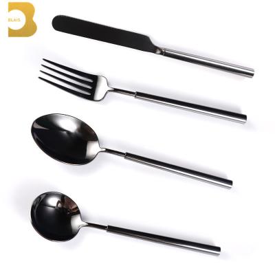 China Cheap Black Stocked Restaurant Flatware Set Dinnerware Spoon Knife Stainless Steel Forks And Cutlery for sale