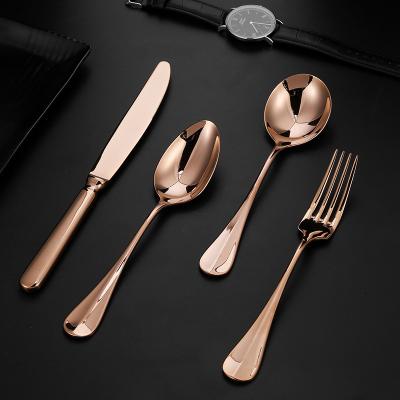 China Stocked 4 Pcs Rose Gold Flatware 18/10 Stainless Steel For High End Hotel, Wholesale Volume Buy Luxury Dinnerware Silverware for sale