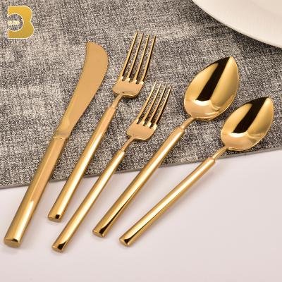 China Stocked Luxury Food Grade Stainless Steel Gold Full Set Cutlery for sale