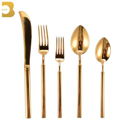 China Viable Wholesale Luxury Gold Plated Cutlery Knife Fork Spoon Set Restaurant Hotel Wedding for sale