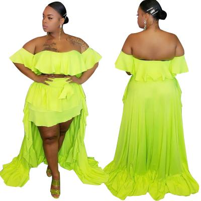 China BH083 Breathable Women Plus Size Ruffle Party Dress Two Piece Set for sale