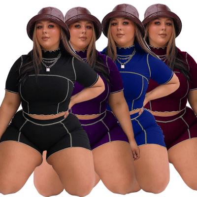 China BR891 QUICK DRY L to 4XL plus size casual summer women plus size cropped yoga sets for sale