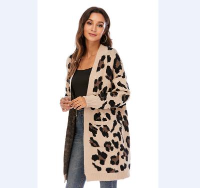 China BR242 Casual Leopard Print Long Sweater Warm Trendy Women's Jackets And Coats for sale