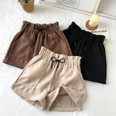 China Winter Autumn Trousers Loose Solid Color Elastic Waist Wide Leg Casual Women's Breathable Shorts Pants BR1907 for sale