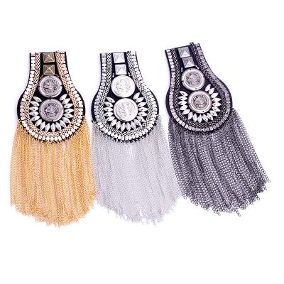 China Stylish 3D Tassels Handmade Punk Metal Rivet Badge Clothing Epaulet Panel Badge Accessories CM047 for sale