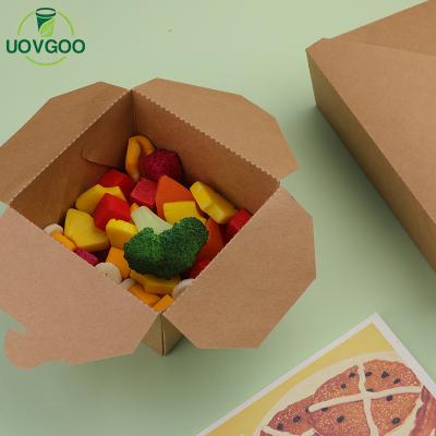 China Disposable Custom Foldable Brown Kraft Paper Food Packaging Box Recycled Paper Boxes Food Grade for sale