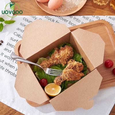 China High Quality Disposable Hot Selling Waterproof Take Out Paper Box Packaging Kraft Paper Food Lunch Box for sale