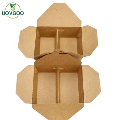 China 100% Disposable Best Price Food Grade Disposable High Quality Paper Boxes Two Compartments Lunch Box Eco Friendly for sale