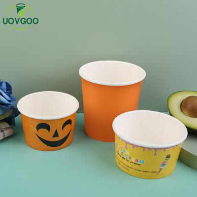 China Disposable 8oz 12oz 16oz Printing Disposable Ice Cream Tub Container Eco Paper Cup Ice Cream Cup With Lid for sale