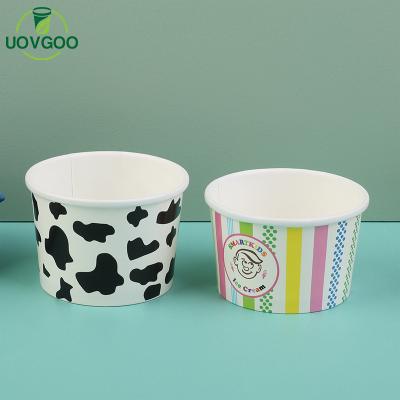 China New arrival disposable ice cream paper cup paper dessert eco cup ice cream cup with lid and spoon for sale