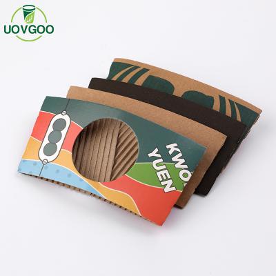 China High Quality Biodegradable Hot Paper Cup Sleeve Coffee Biodegradable Custom Printed Logo Kraft Paper Cup Sleeves for sale