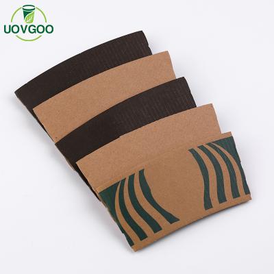 China Biodegradable Disposable Kraft Paper Cup Sleeve Take Away Custom Hot Coffee Cup Sleeve Paper Cup Sleeve for sale