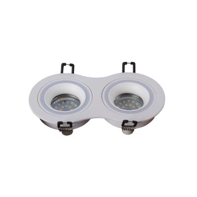 China New modern single GU10 aluminum+acrylic round white spot double recessed LED light housing for sale