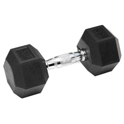 China Home gym or crossfit equipmet 50kg barbell dumbbell set black rubber coated hex dumbbell set for sale