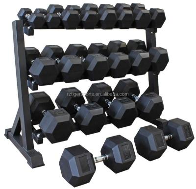 China Black rubber coated gym hex dumbbell set or crossfit factory wholesale home gym equipment for sale