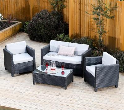 China Traditional classic garden design KD rattan 4 seater conversation sectional sofa set outdoor wicker furniture for sale