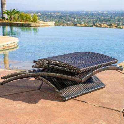 China Simple Design Contemporary Summer Outside Pool Rattan Sun Sofa Furniture Wicker Folding Outdoor Lounger for sale