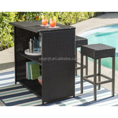 China Amazing Modern Modern Industrial Style KD Packing Creative Design Outdoor Rattan Stool Bar Furniture Set for sale